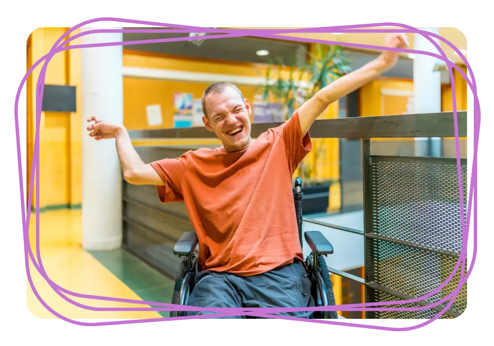 A happy disabled man