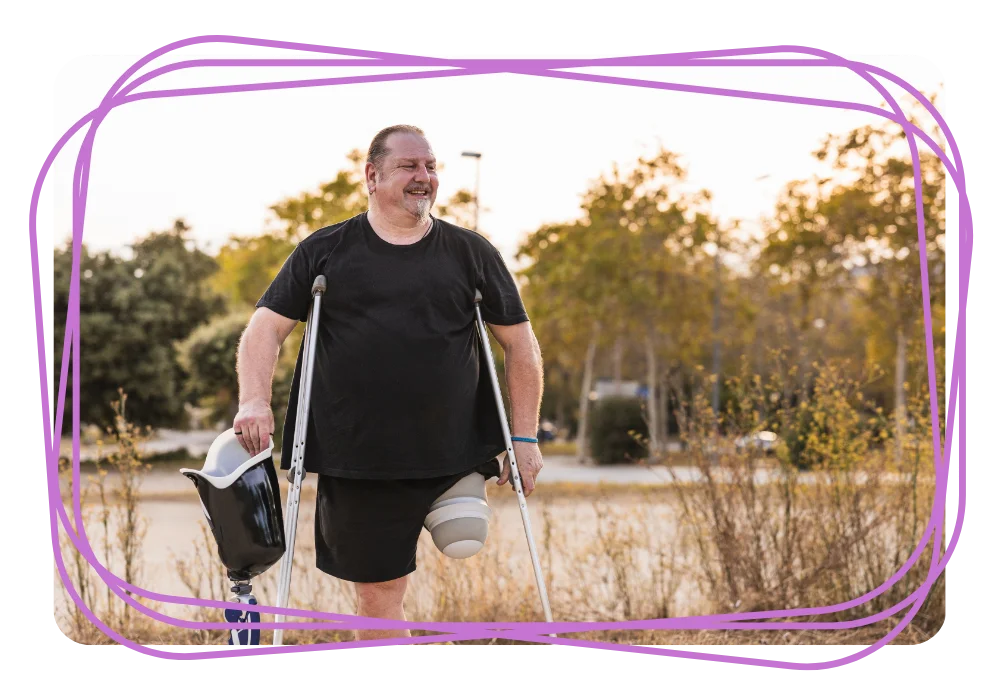 Disabled man in park