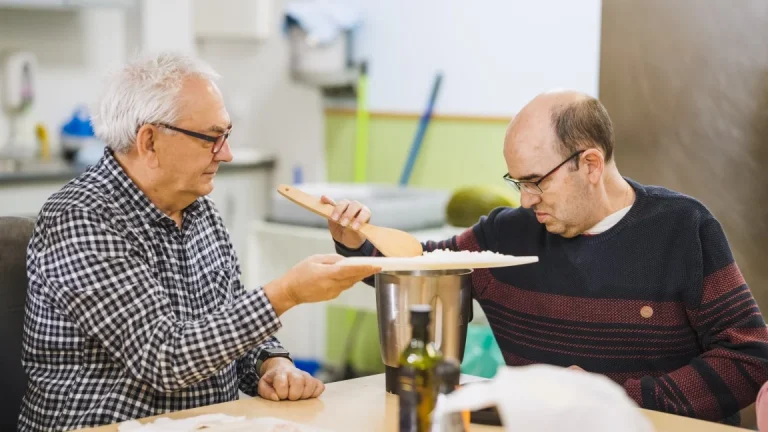 Two friends cooking